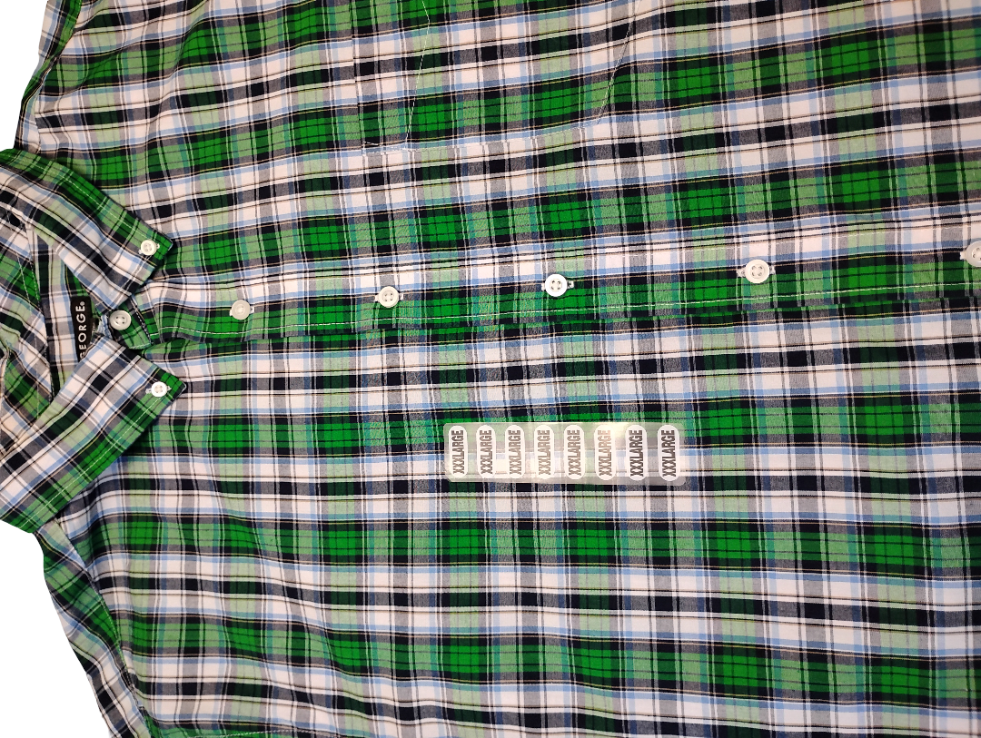 Camisa de manga corta de botones | Marca George 3XL| 3XG 54-65