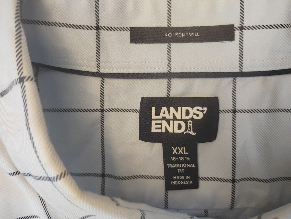 Camisa manga larga de cuadro Marca LANDS' END  SIze 2XL | 100% Cotton