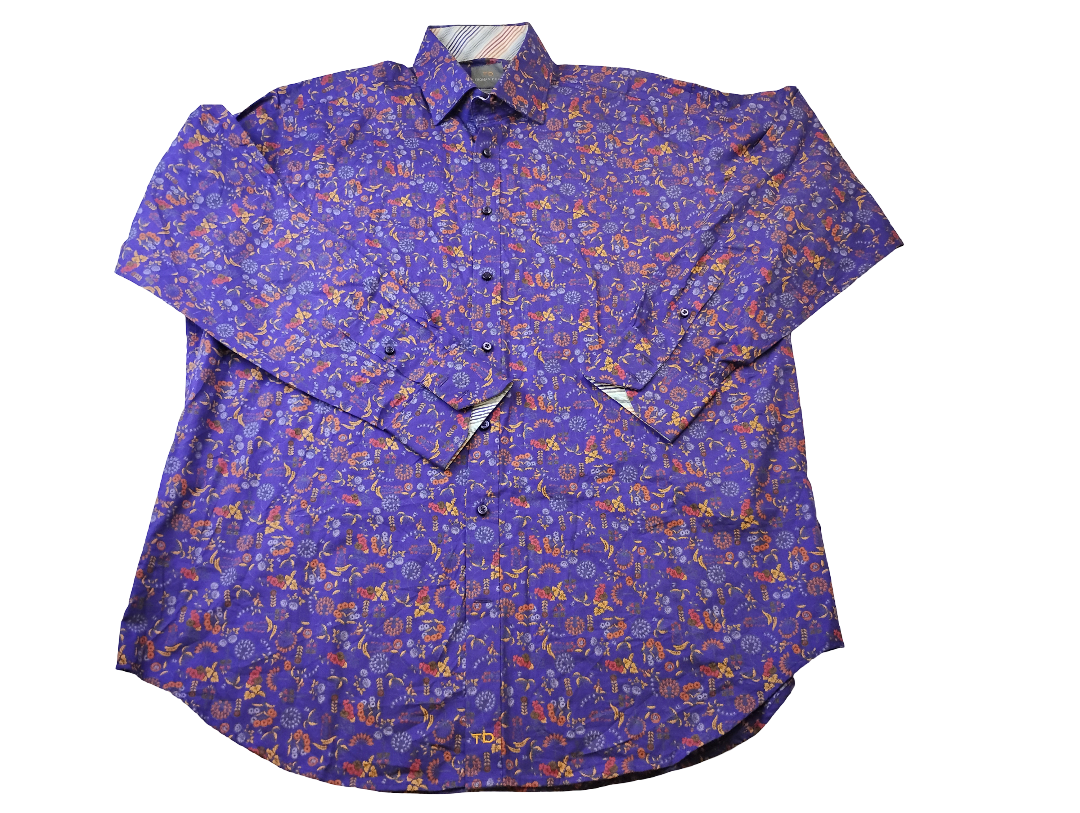 Camisa manga larga de botones con hermosos estampados para el hombre elegante | 100% COTTON | | Marca THOMAS DEAN  | Size 2XL