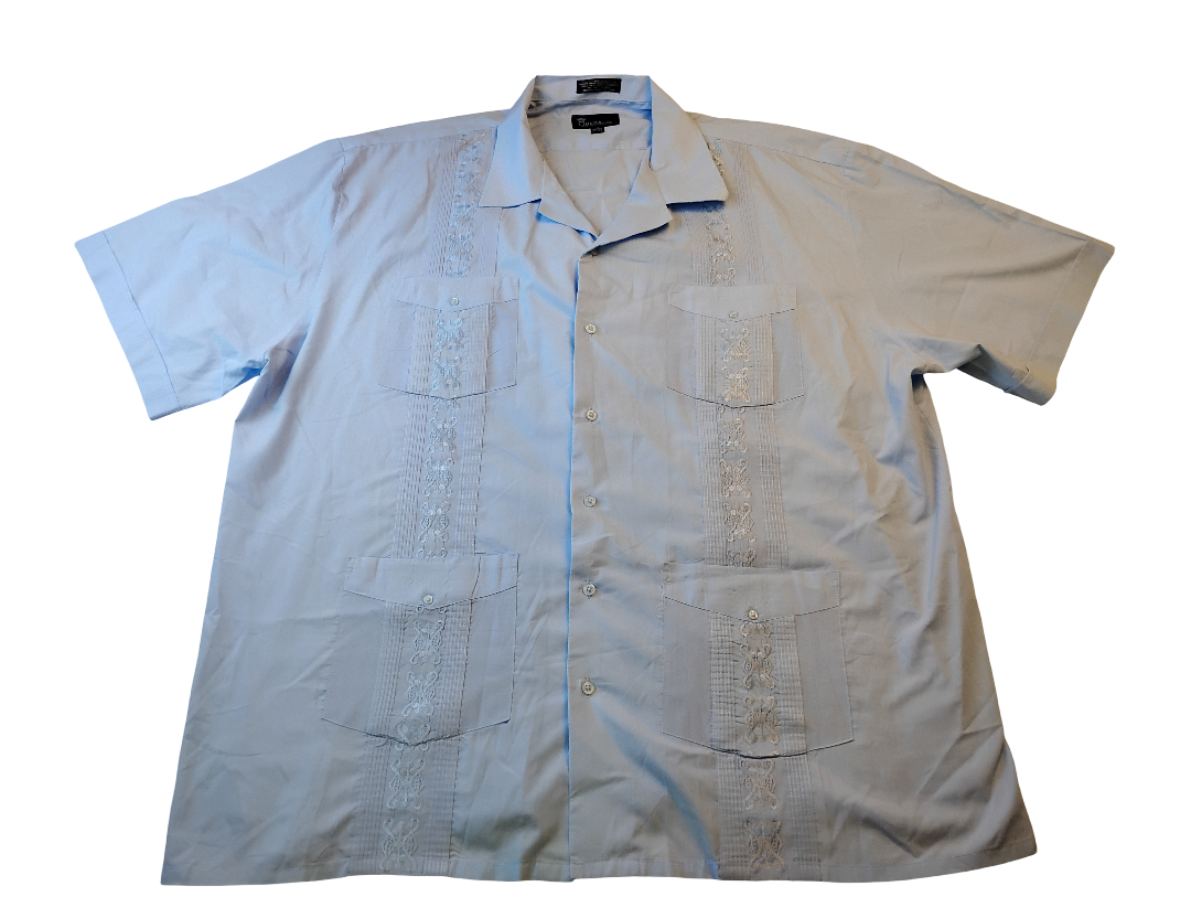 Camisa manga corta de 4 bolsillos con tejidos hermosos | Marca Omega Fashion | Size 4X