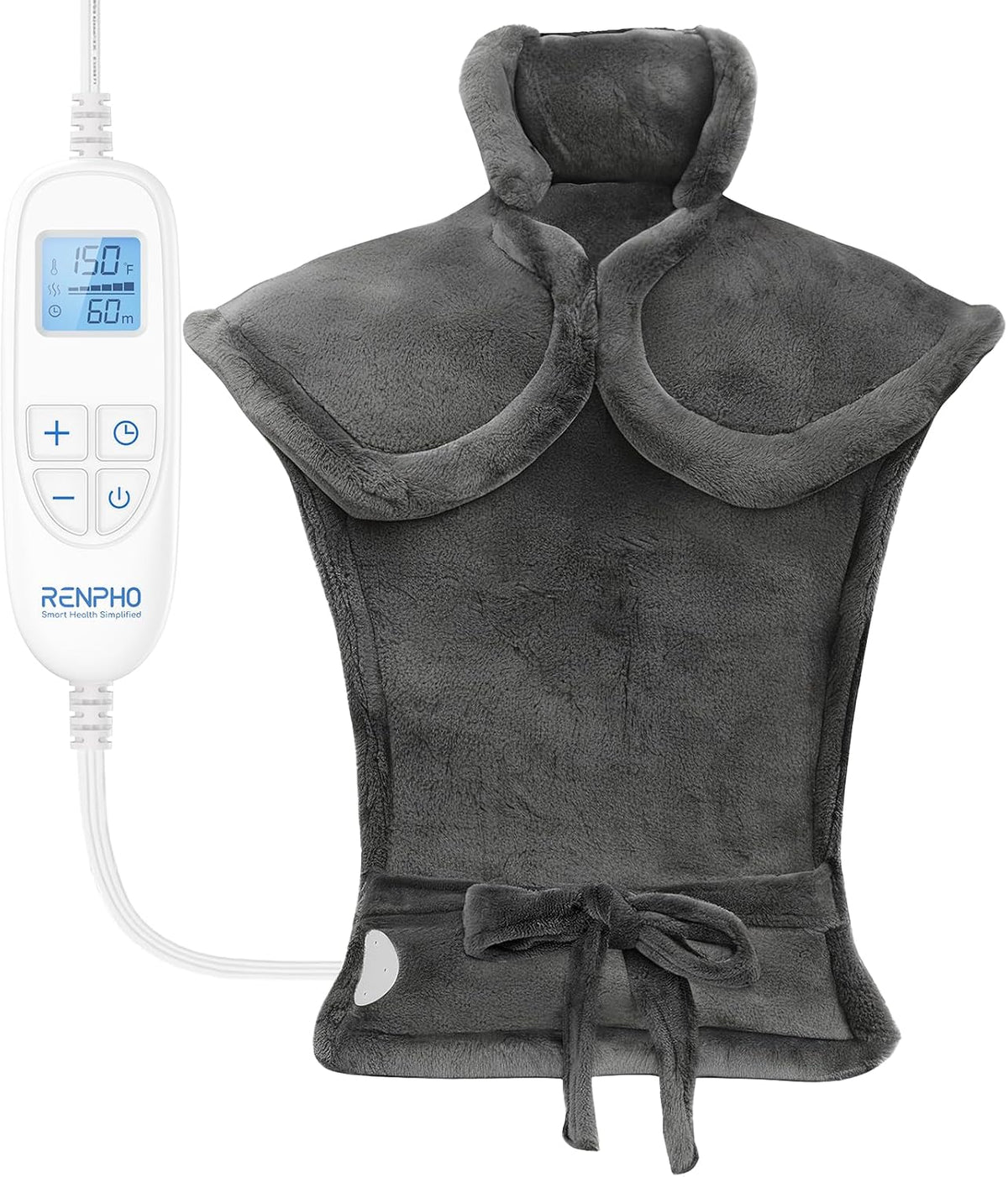 RENPHO Weighted Electric Heating Pad for Neck Shoulders & Back 24"x33" Gray