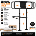 Zelvia Bed Rail for Elderly Adults Motion Sensor LED Foldable Safety Rail 450 lb Black