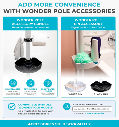 Stander Floor to Ceiling Grab Bar Double Handle Transfer Pole No Drill White