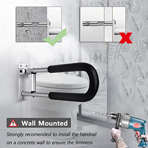 TUNTROL 23.6" Foldable Grab Bar – Silver – Wall Mounted Toilet & Bathroom Safety Rail