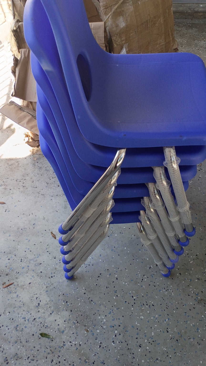 FDP 12" School Stack Chairs Blue 6 Pack Classroom Daycare Local Pickup Only