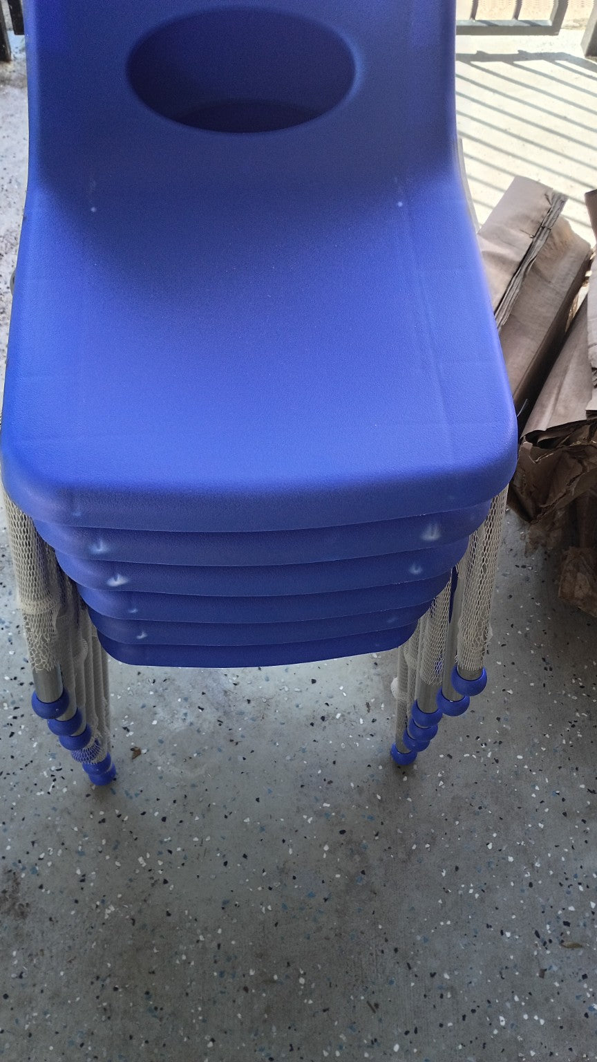 FDP 12" School Stack Chairs Blue 6 Pack Classroom Daycare Local Pickup Only