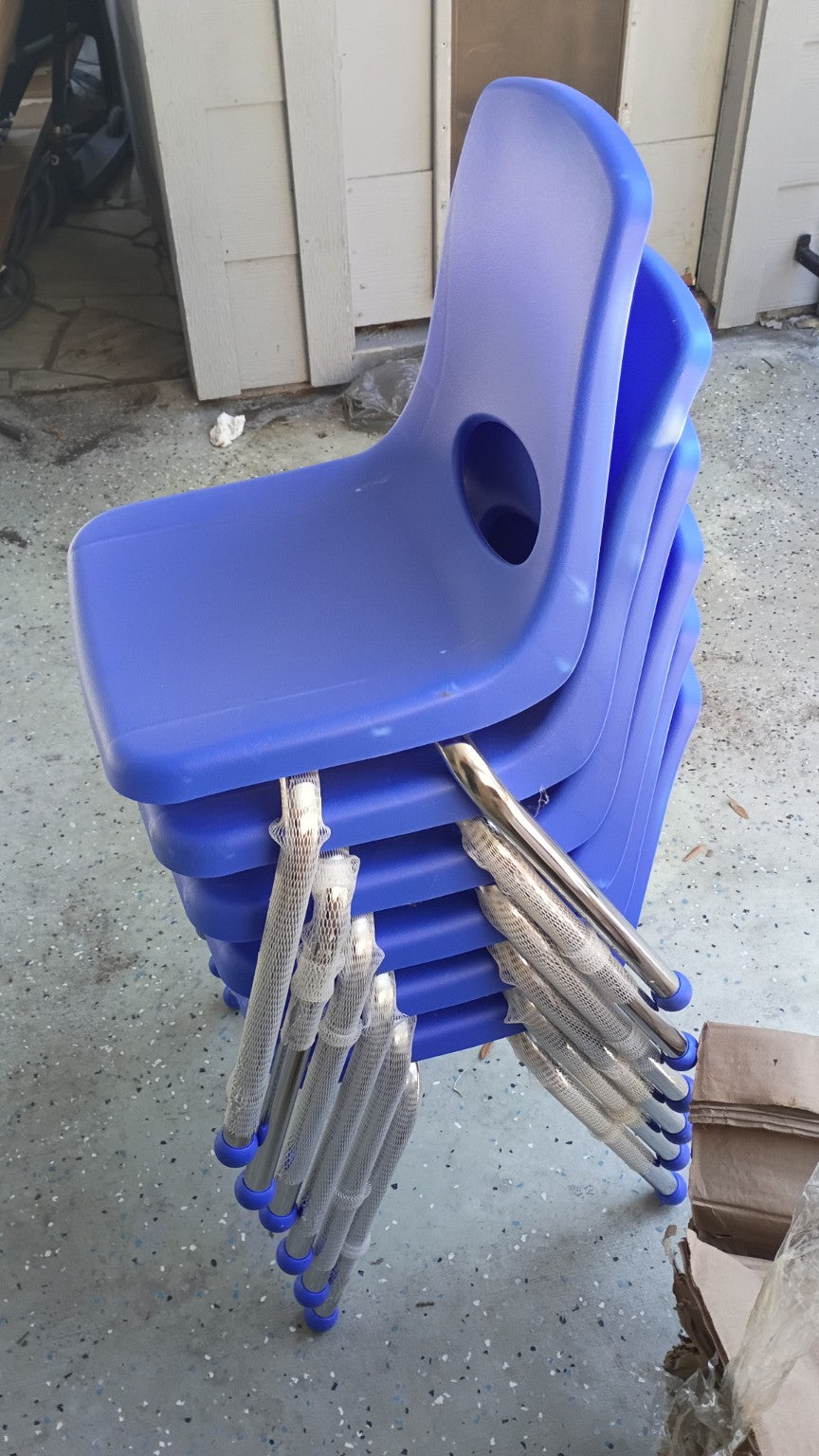 FDP 12" School Stack Chairs Blue 6 Pack Classroom Daycare Local Pickup Only