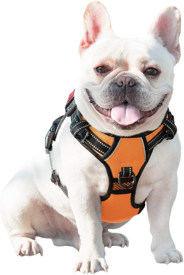 PHOEPET No Pull Dog Harness Orange Reflective Adjustable Comfortable S – M – L - XL