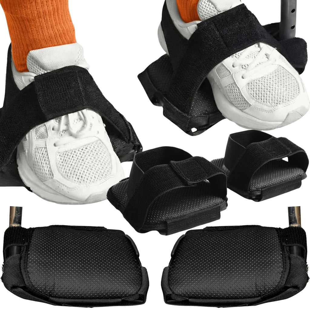 Caredgitz Wheelchair Footrest Straps Non-Slip Foot Pedal Cushion Pads Black