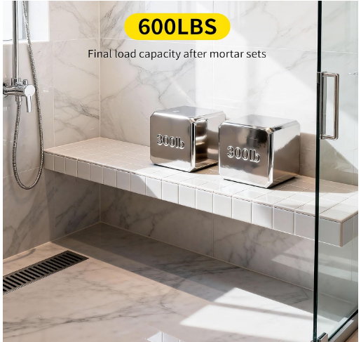Wangzozo Floating Shower Bench 34.5-62" Adjustable Wall Mounted Seat Silver