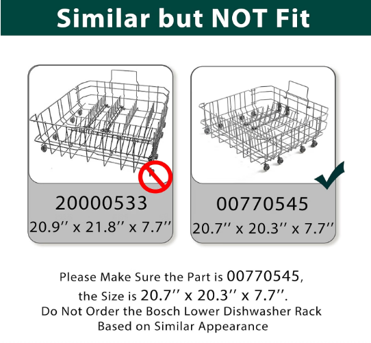 Allstare 00770545 Dishwasher Lower Rack for Bosch Thermador 00775378 w/ 8 Wheels
