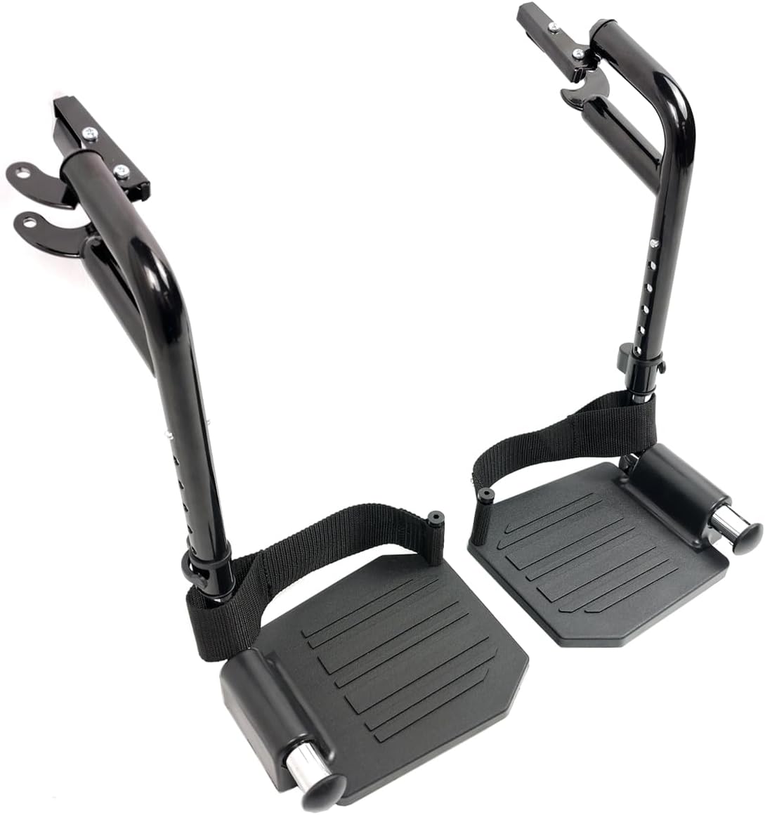 Universal Swing Away Wheelchair Footrests 1 Pair Composite Footplates Heel Loops Black