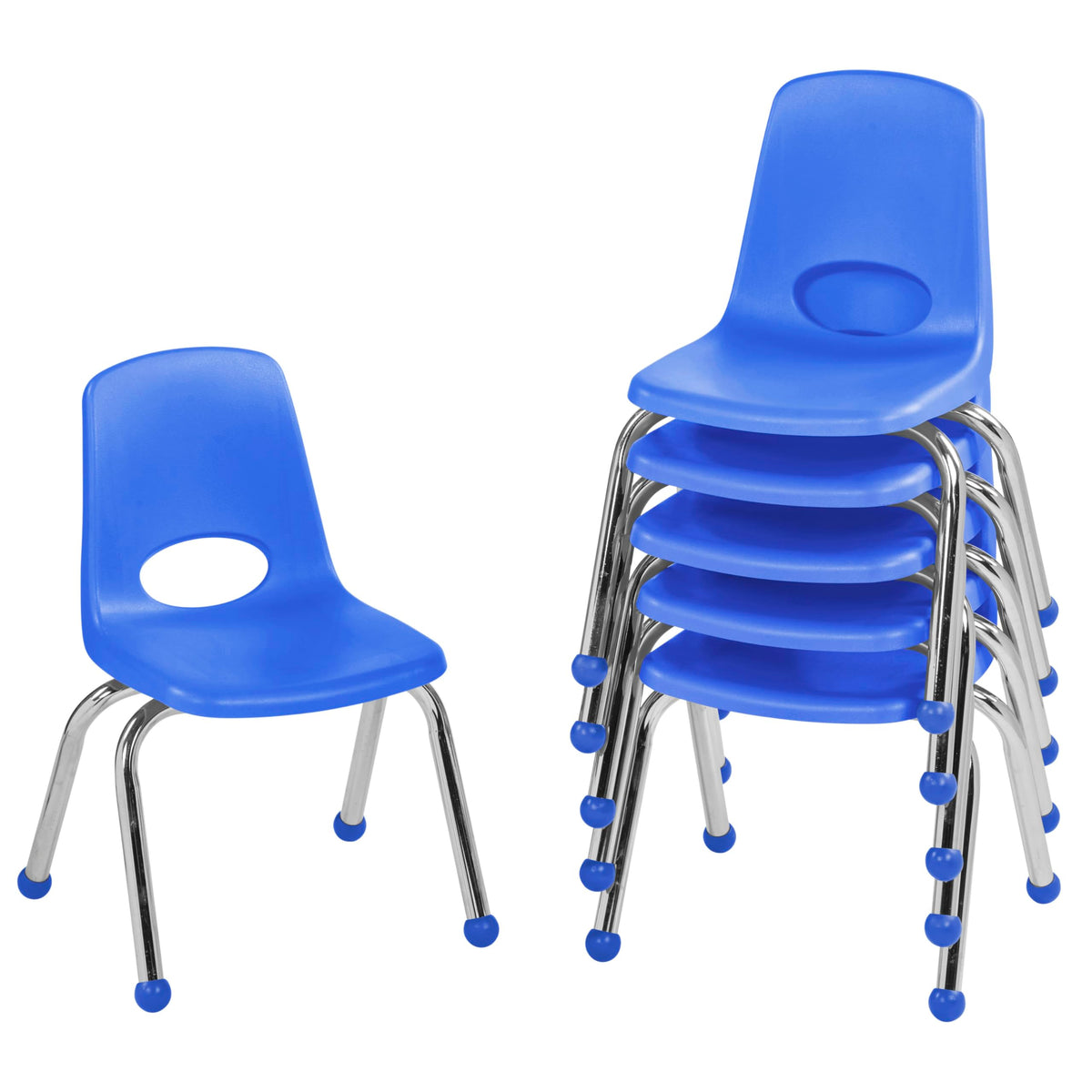 FDP 12" School Stack Chairs Blue 6 Pack Classroom Daycare Local Pickup Only