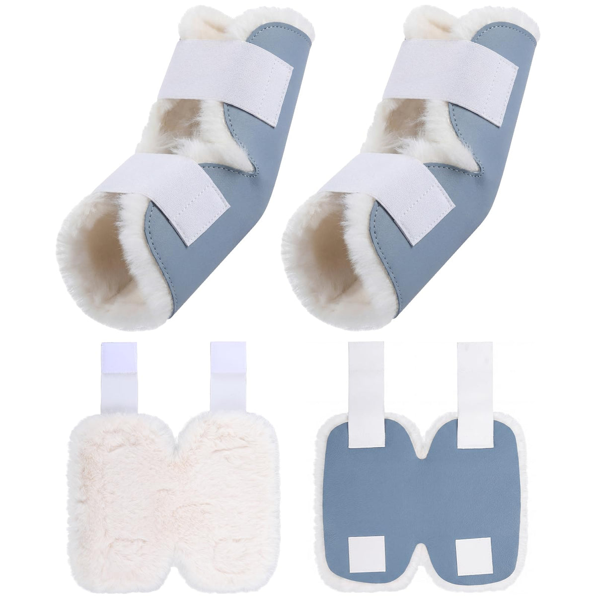 Funnysoft 2-Pack Sheepskin Elbow Protectors Adjustable Pressure Relief Pads Blue