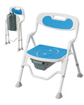 KALLYNB 3-in-1 Folding Bedside Commode Shower Chair 400 lb Adjustable Blue White