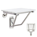 LingEverFT Wall Mounted Folding Shower Seat Bench 350lb White Plastic Wood