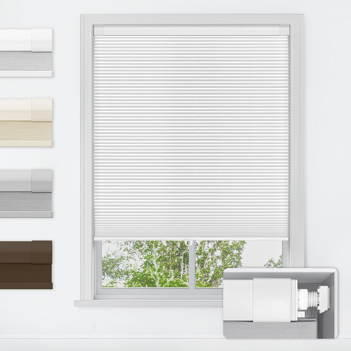 LazBlinds White No Drill Cordless Blackout Cellular Honeycomb Shades