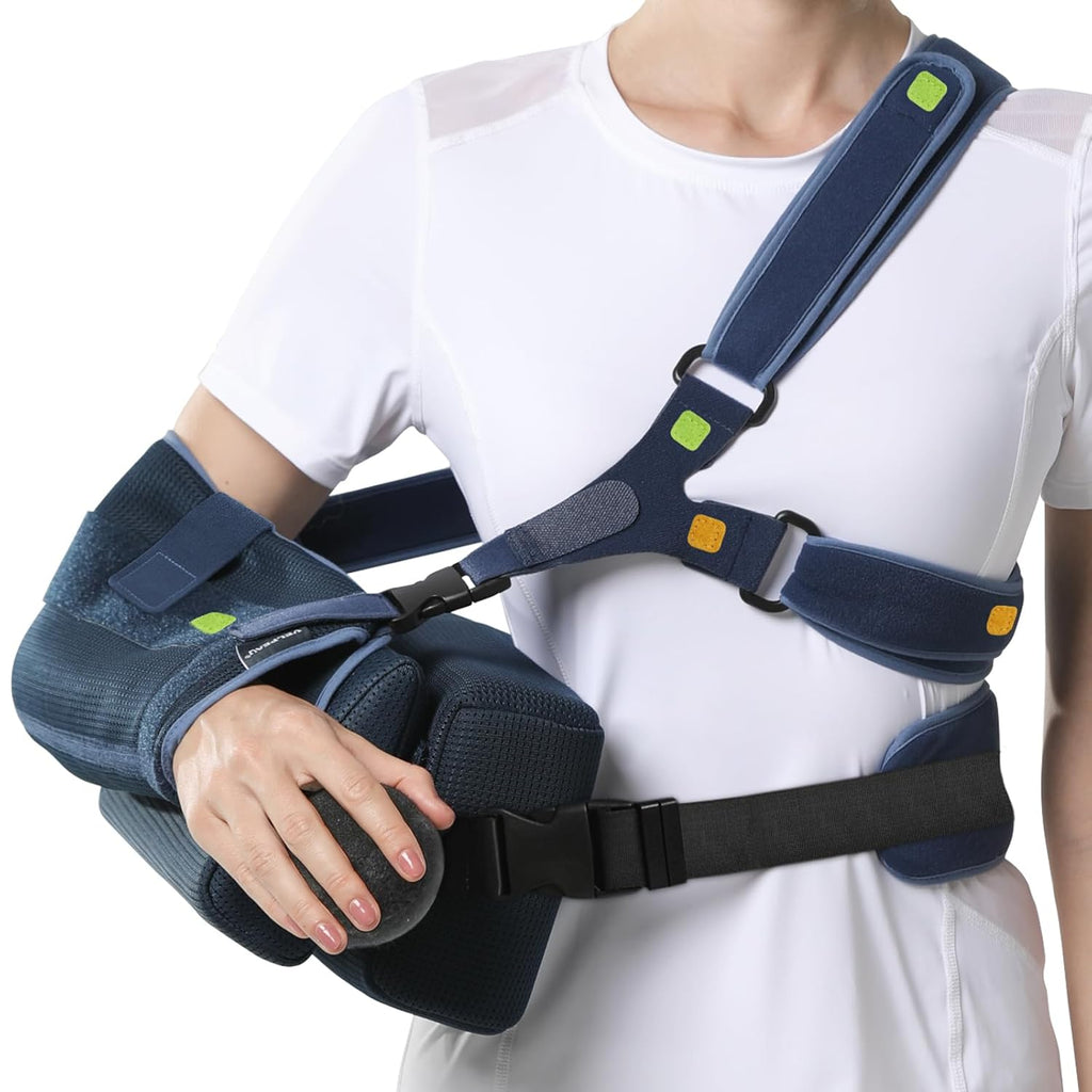 VELPEAU Shoulder Abduction Sling w/ 2 Pillows Rotator Cuff Immobilizer M Blue