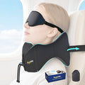 Doosmile 360° Memory Foam Travel Neck Pillow w/ 3D Eye Mask & Seat Strap Black