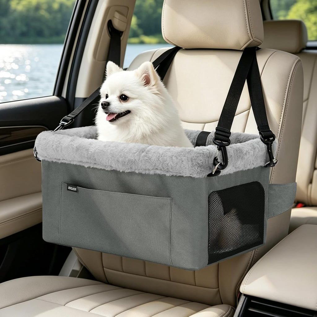 JOEJOY Dog Car Booster Seat Small Dogs up to 20 lbs Pet Travel Carrier Grey