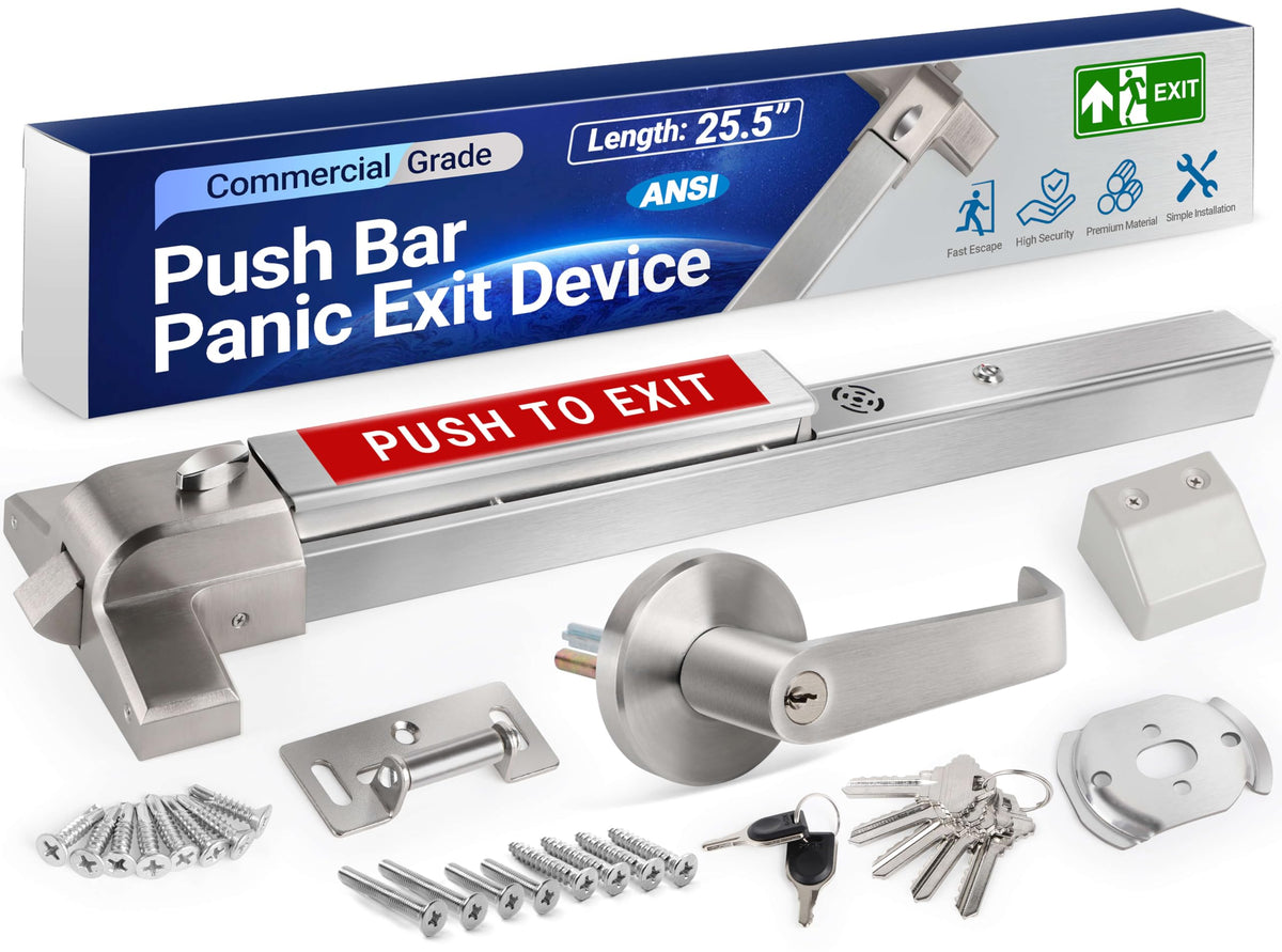 Hawaminent 304 Stainless Steel Panic Bar Exit Device 26-41" Door w/ Lever