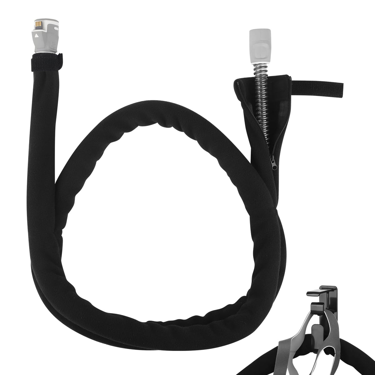 HuCPAPxi 6.4ft CPAP Hose Cover & Holder for ResMed AirSense 10 11 Black