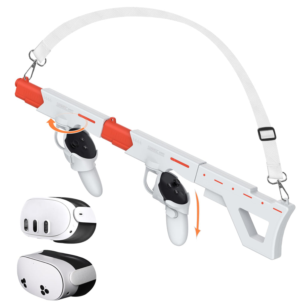 AIJUNCT VR Gunstock Rifle for Meta Quest 3/3S Magnetic Controller Accessory White