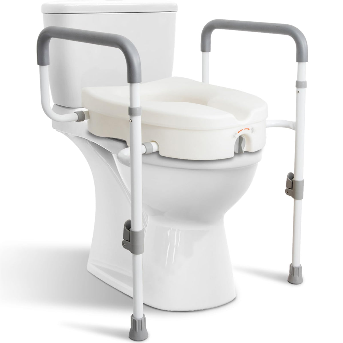 WeHwupe Raised Toilet Seat w/ Handles 5" Riser Adjustable 350 lb Capacity