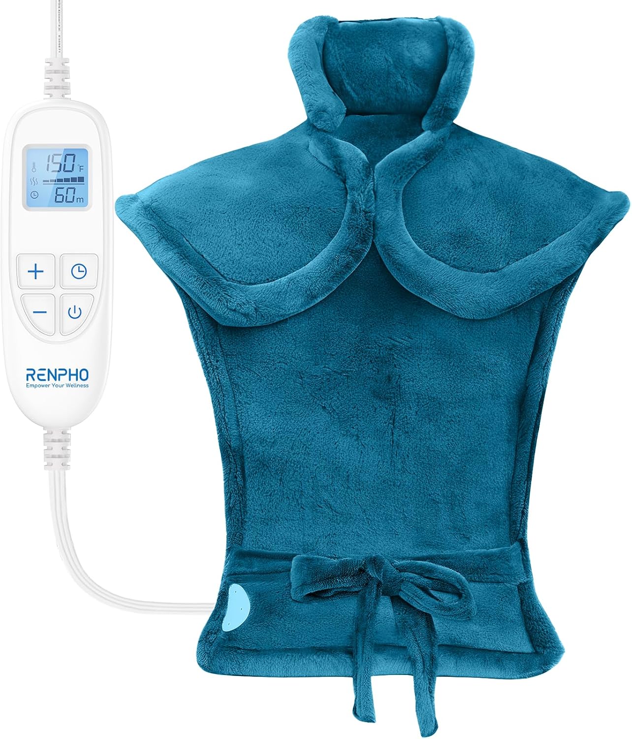 RENPHO Weighted Electric Heating Pad for Neck Shoulders & Back 24"x33" Blue
