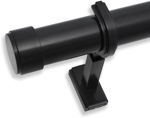 BLASTHOME 16 ft Luxury Fixed Curtain Rod 1-1/4" Heavy Duty Black Wall Mount
