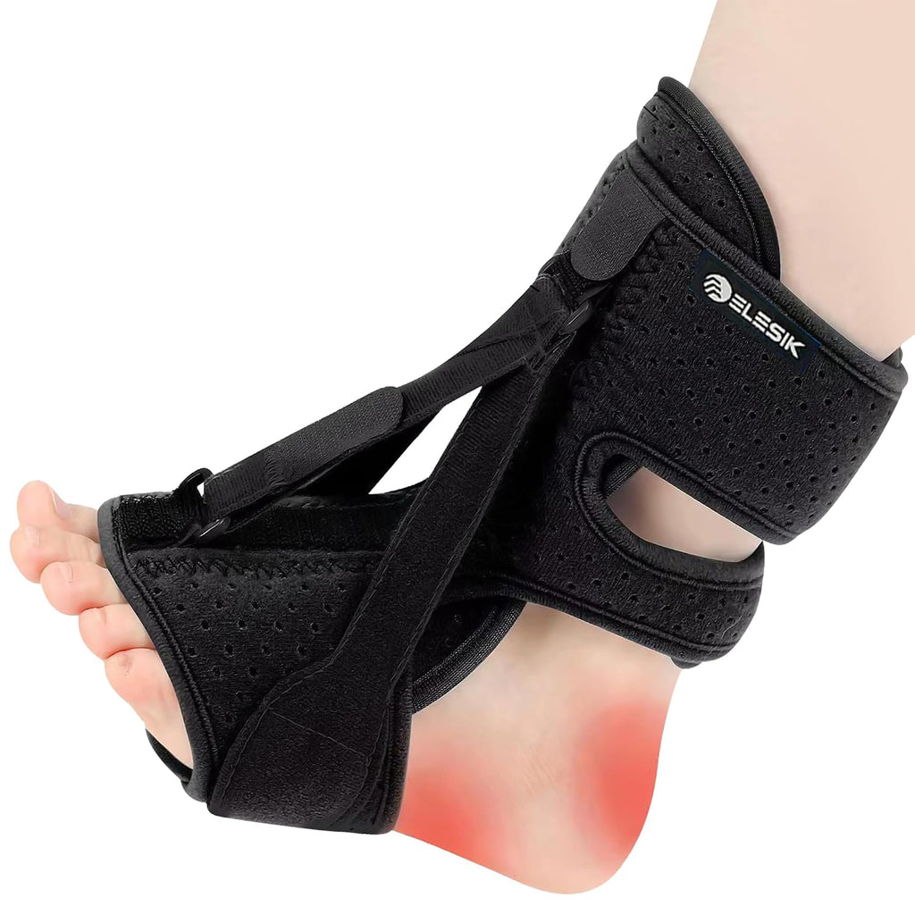 ELESIK Plantar Fasciitis Night Splint Foot Drop Achilles Tendon Brace Black