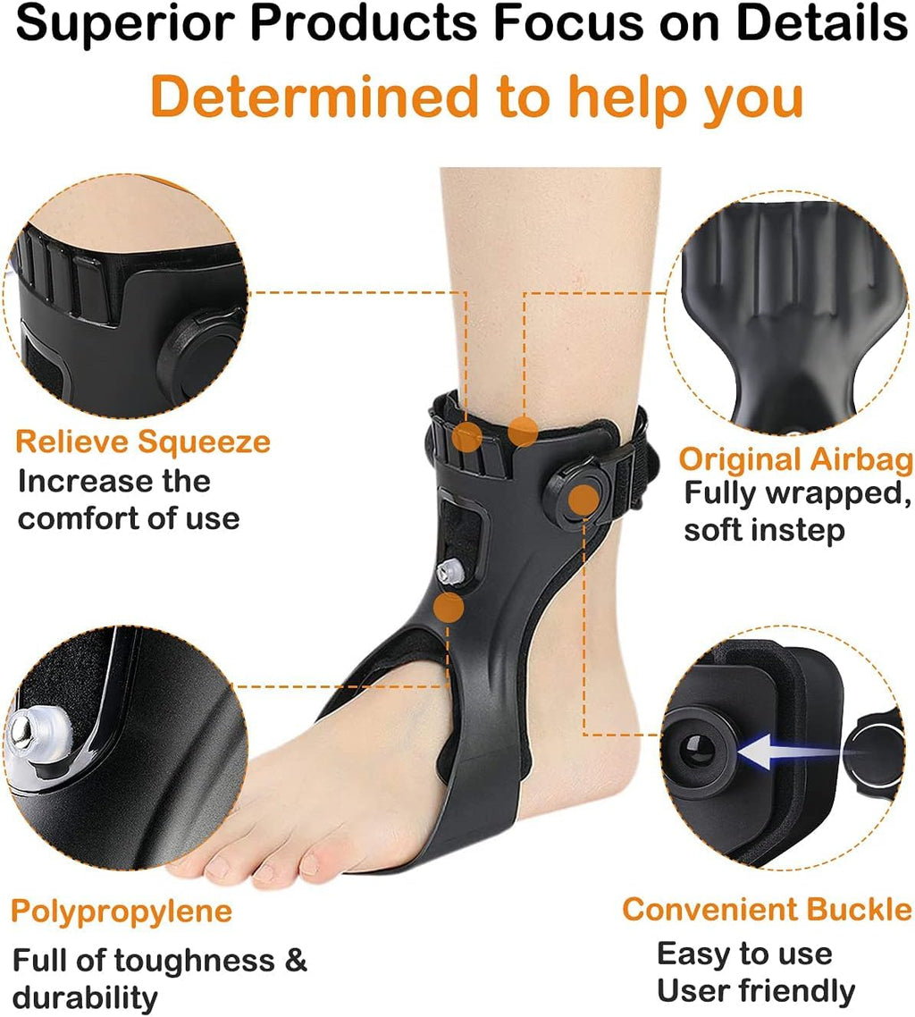 Furlove AFO Drop Foot Brace Left XL Ankle Foot Orthosis Support Black