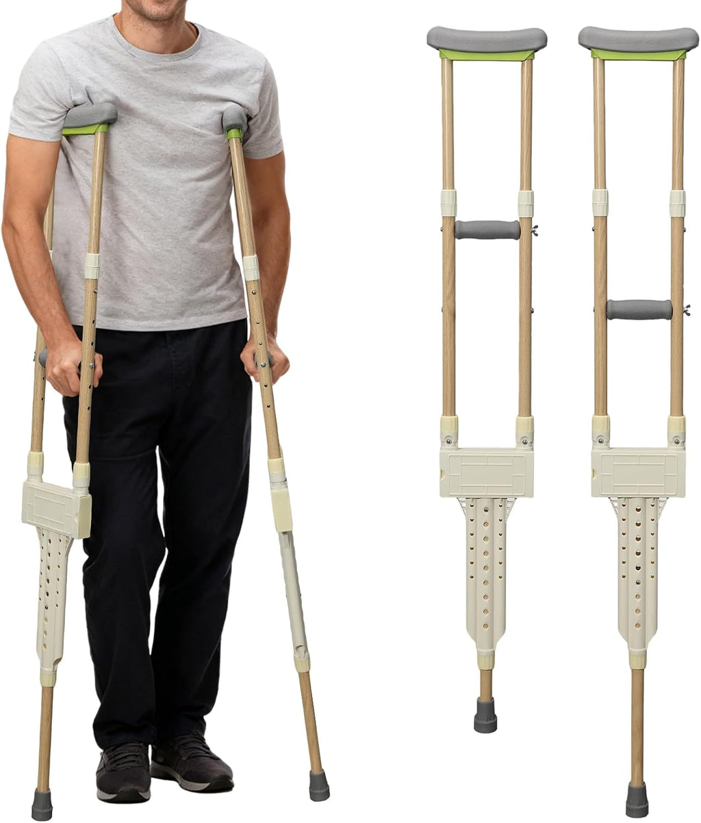 UIABOPZ Adjustable Aluminum Underarm Crutches Pair 300 lb Capacity Adult