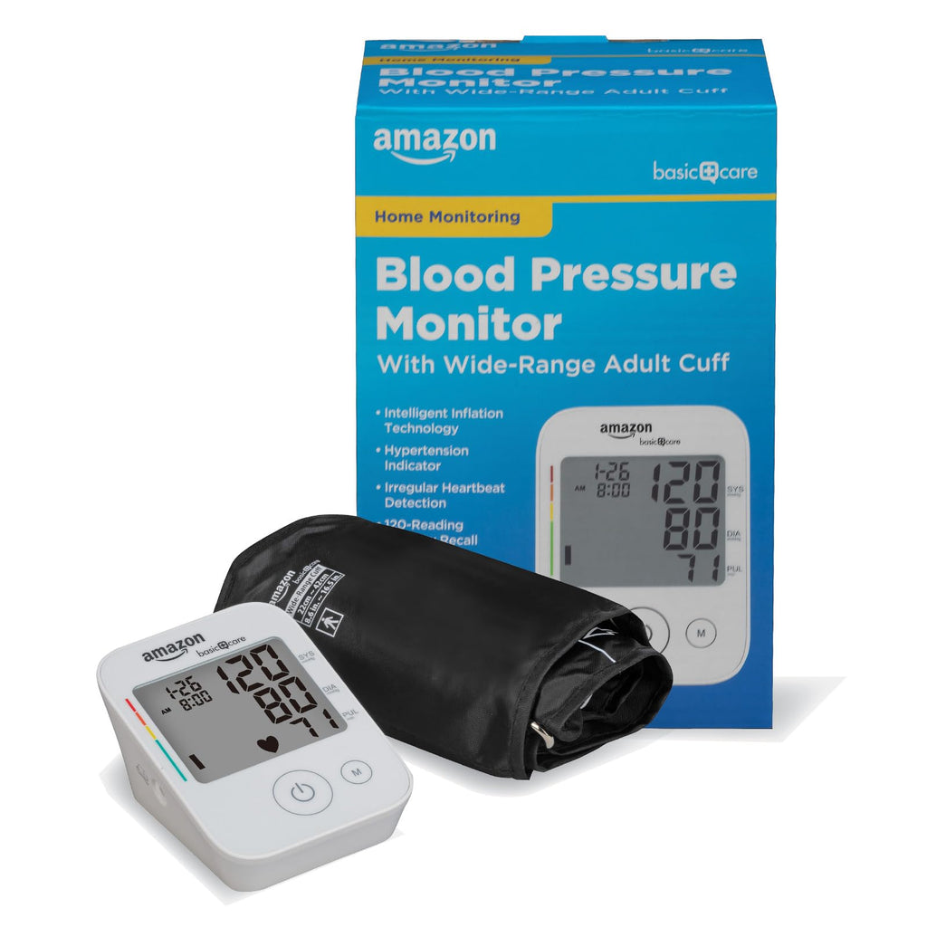 Amazon Basic Care Blood Pressure Monitor Large Cuff 8.6-16.5" 2 User Memory