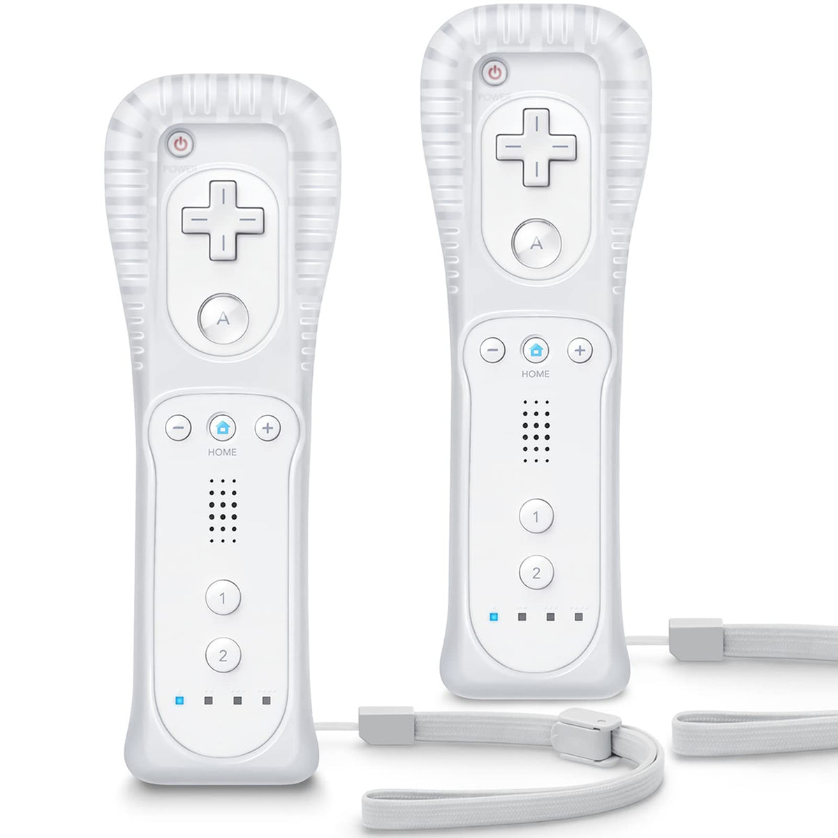 TIANHOO 2-Pack Remote Controllers for Nintendo Wii & Wii U – White – Cases & Straps
