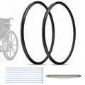 24" x 1" Flat Free Wheelchair Replacement Tires Pair Solid Polyurethane + Tools