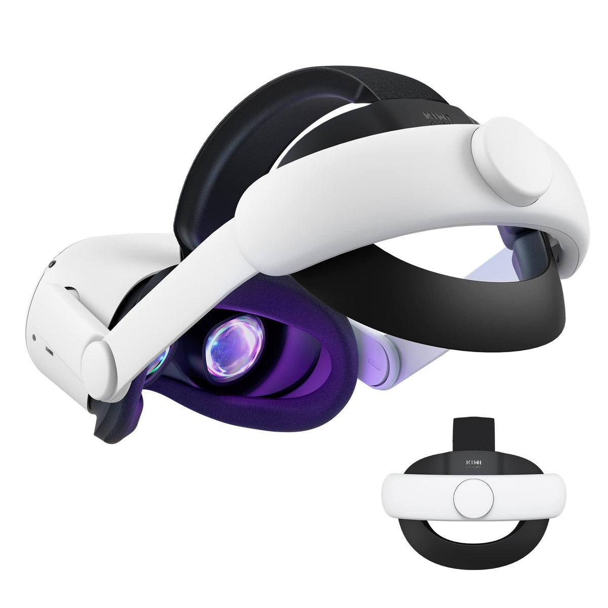 KIWI design K2 Comfort Head Strap for Meta/Oculus Quest 2 – Blue/White – Adjustable VR Accessory