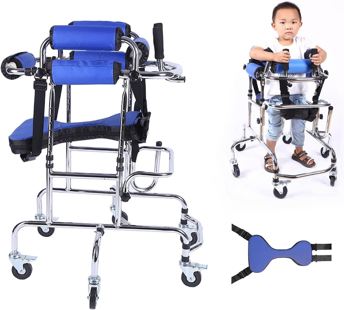 GHOSOONE 6 Wheel Pediatric Gait Trainer Walker Adjustable Foldable Seat 310 lb