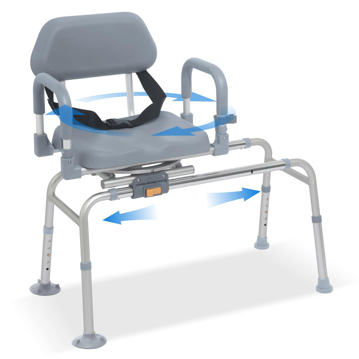 PIDOSO Sliding Shower Chair 360° Swivel Tub Transfer Bench Gray 240 lb