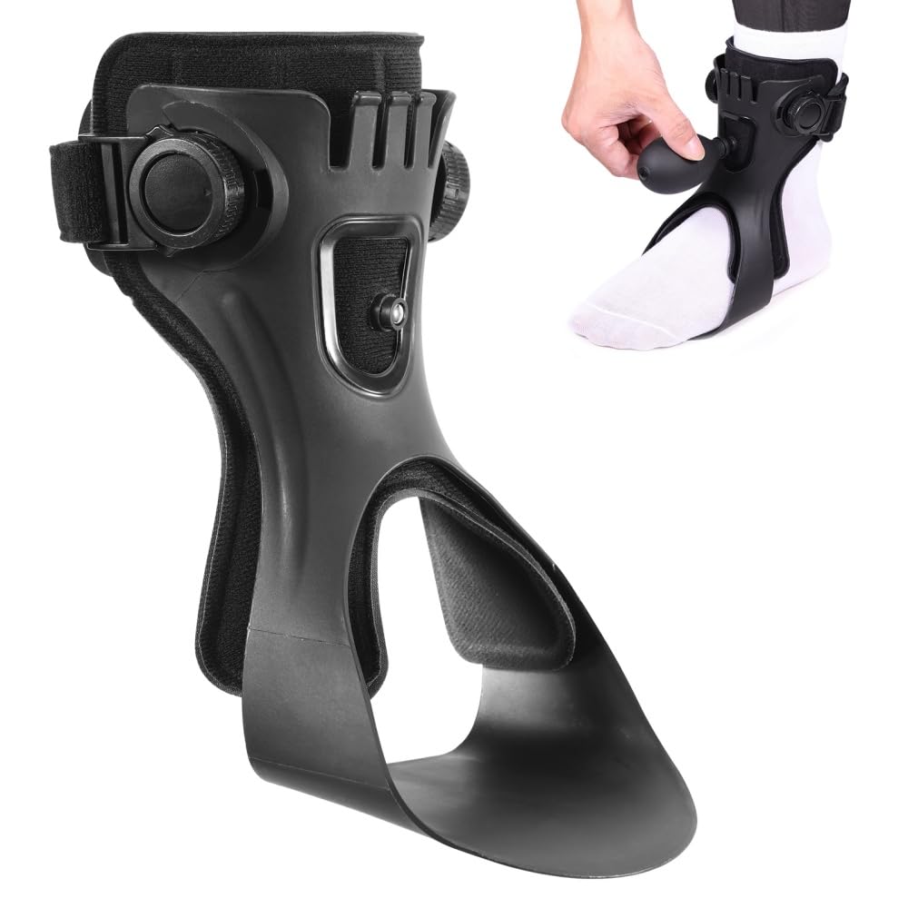 Malloraned AFO Foot Drop Brace Right Foot XL Inflatable Ankle Support Black