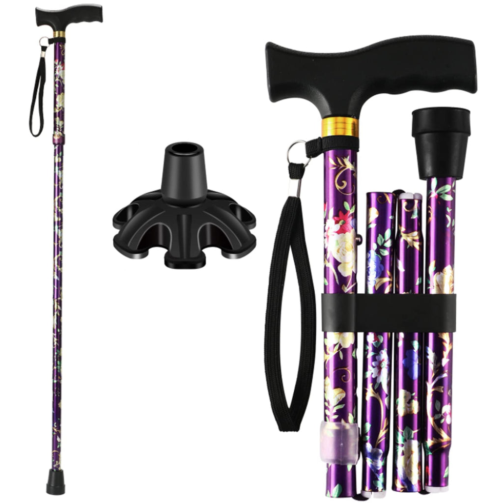 LIXIANG Folding Walking Cane Adjustable 32.5-36.5" Lightweight Purple