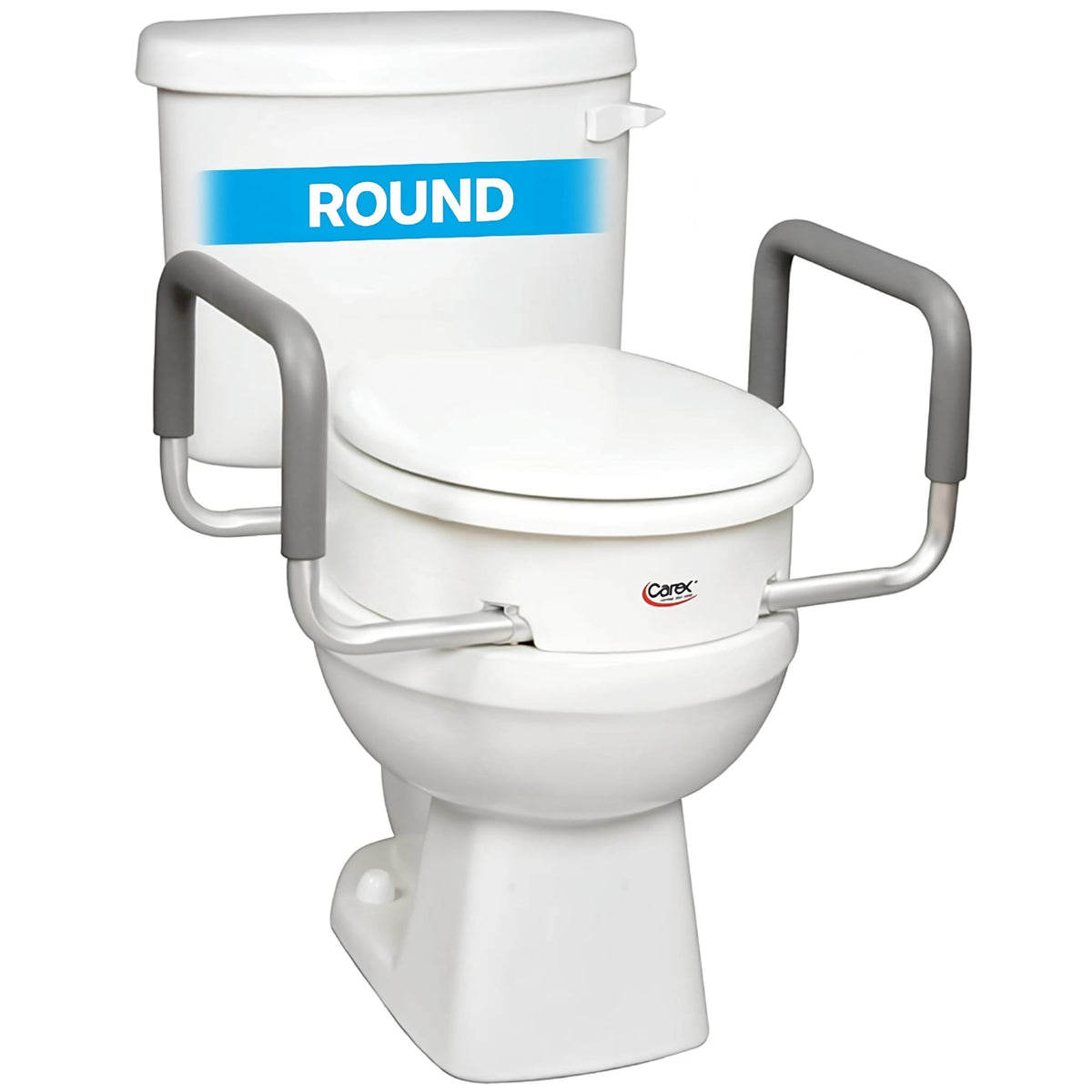 Carex 3.5" Raised Toilet Seat Riser w/ Padded Arms for Round Toilets White