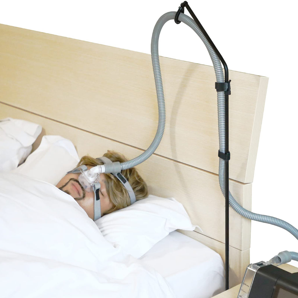 LONYEON Foldable CPAP Hose Holder Bedside Stand Hanger with Travel Bag Black