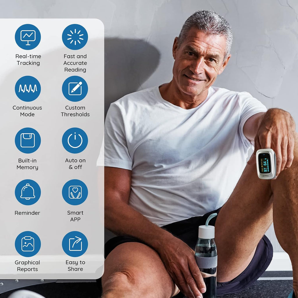 Vibeat Bluetooth Fingertip Pulse Oximeter Blood Oxygen SpO2 & Pulse Rate Monitor with Free App