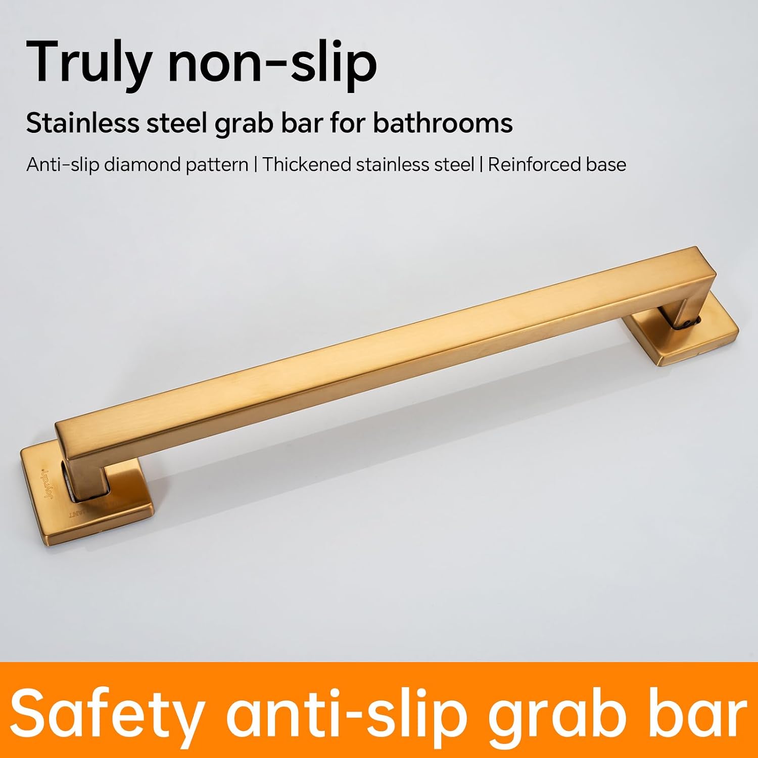 Joyrain ADA Square Grab Bar 12" Matte Gold Bathroom Safety Grab Handle 500 lb.