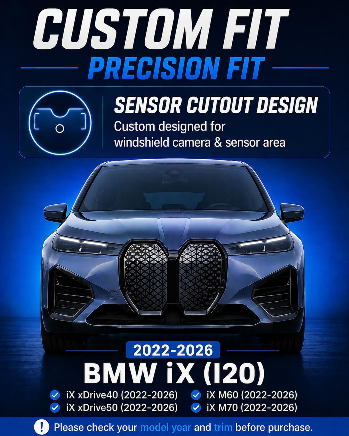 Pigenius BLAZBLOCK Sun Shade for BMW iX 2022-2026 xDrive40 50 M60 M70 Windshield