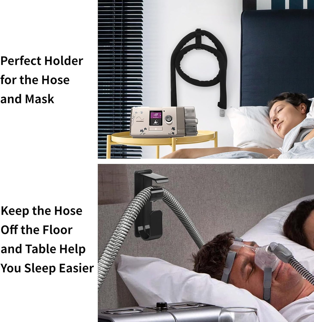 HuCPAPxi 6.4ft CPAP Hose Cover & Holder for ResMed AirSense 10 11 Black
