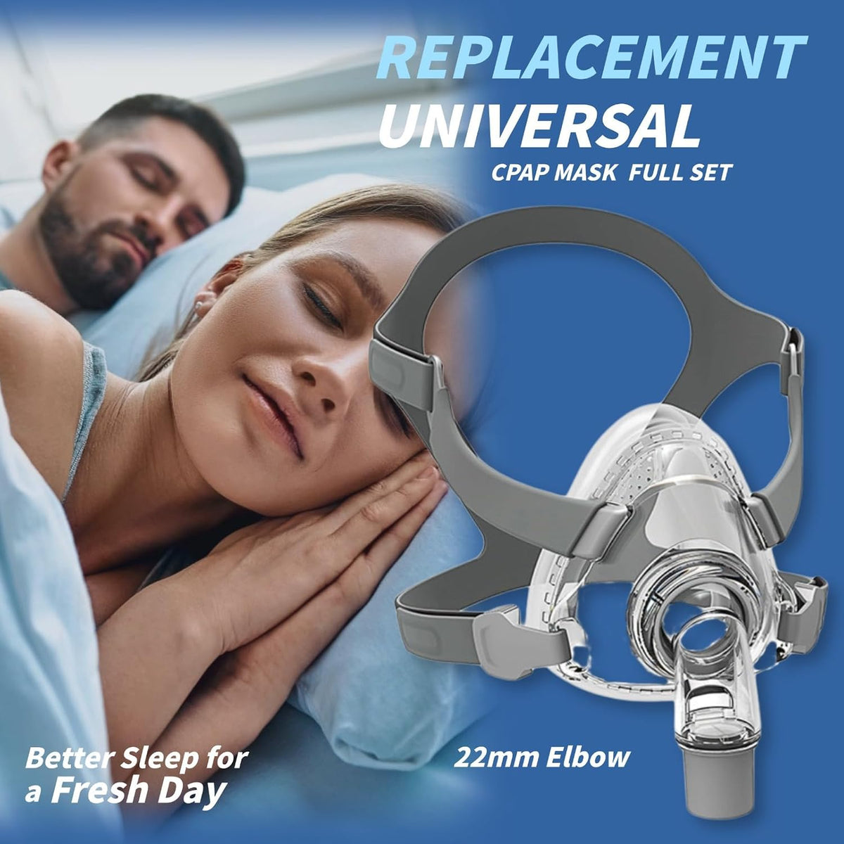 Full Face CPAP Mask Replacement Kit Large (L) – Headgear, Cushion, Frame & Elbow