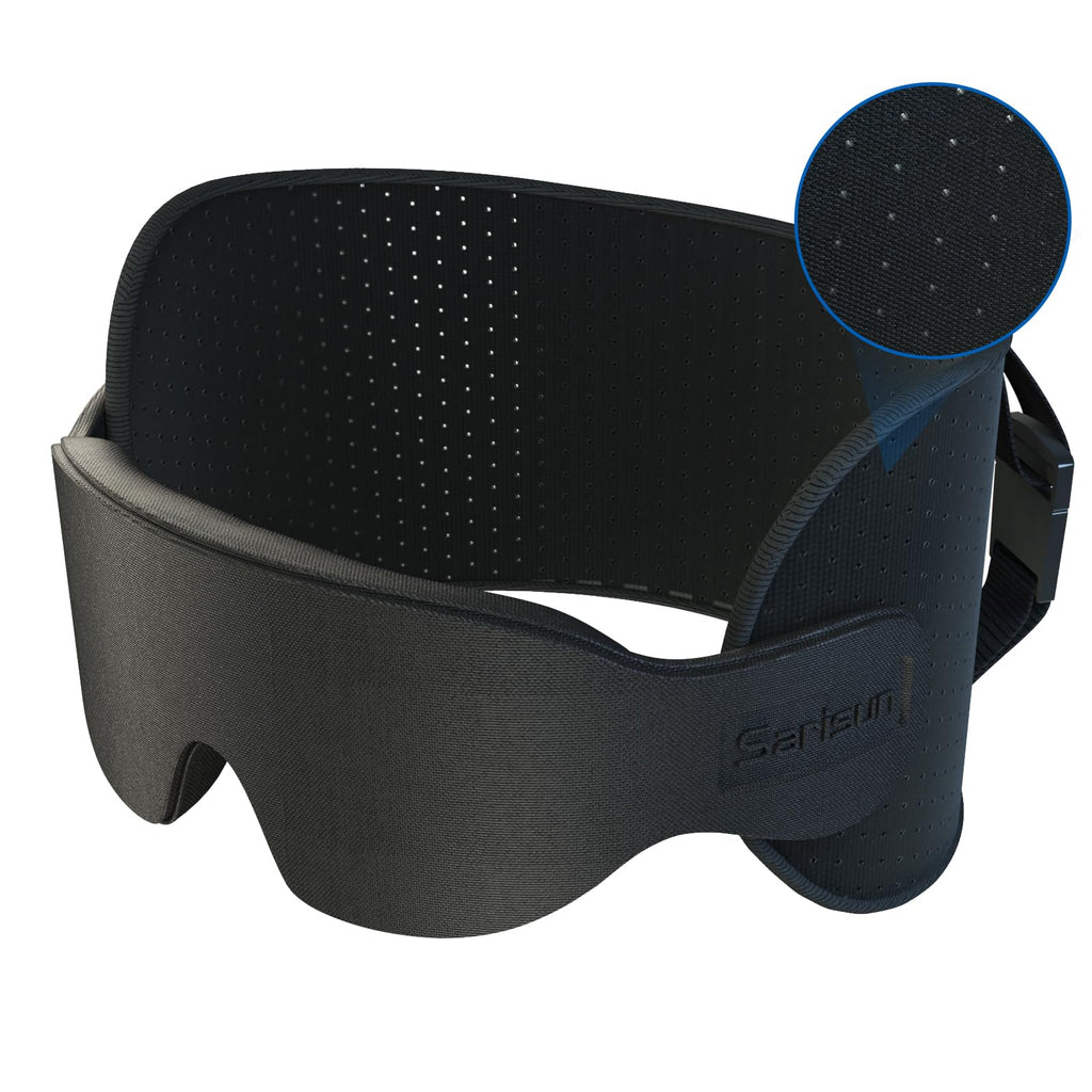 SARISUN Travel Pillow Head Strap w/ Eye Mask Airplane Neck Support Black