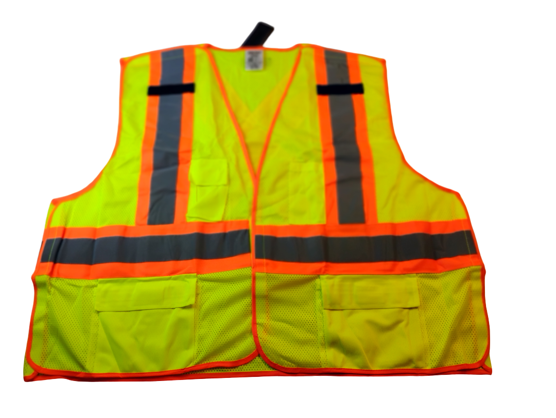 Custom Yellow Safety Vest – Starter Pack (12 Vests) Back Company Print Included | ANSI Class 2 | All Sizes (Plus Size Available) | Bulk Pricing